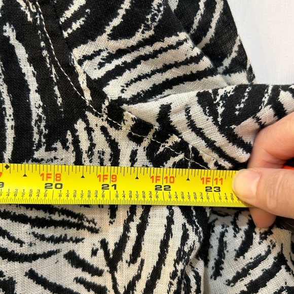 Cynthia Rowley 100% Linen Button Front Tunic Blouse Sz 1X Boho Natural Palm Leaf - Picture 6 of 8